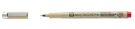 SAKURA Pigma Micron PN - Red Pen - Durable Plastic Nib - Archival Ink - Skip-Free Writing - Fine to Medium Line - Quick-Drying - Waterproof - Fade Resistant