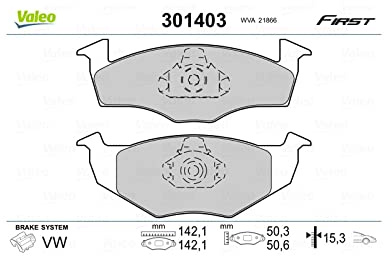 Valeo 4er-Set Bremsbeläge Essential 301403, Vorderachse | Kompatibel mit: SEAT CORDOBA, CORDOBA Vario, IBIZA II, TOLEDO I, VW GOLF III, GOLF III Variant, LUPO I, POLO