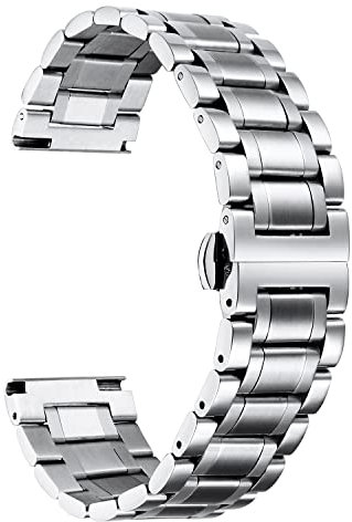 BINLUN Edelstahl Uhrenarmband 12mm-24mm Premium Metallarmband Ersatzarmband für Smartwatch Herren/Damen Mit Geraden und Gebogenen Ende (Schwarz/Gold/Silber/Roségold)