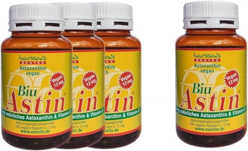 Astaxanthin - aus Hawaii - 3+1 GRATIS BiuAstin 100 Kapseln mit 12 mg natürlichem Astaxanthin - Das Original Ivarssons BiuAstin