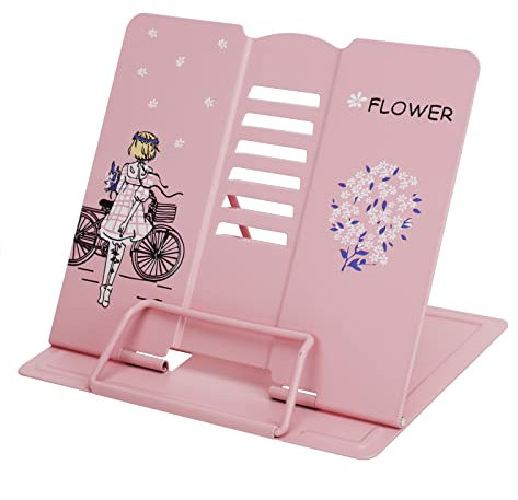 Buchständer cartoon für Kinder Mädchen Junge Bücher iPad Rezept Reading Holder Multifunktional verstellbar Reading stand Schreibtisch Buchhalter Bibliothek Schule Küche Büro Leseständer Blau Rosa