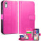 Mobile Stuff iPhone XR Leather Wallet Case - Folio Flip Book Cover with Magnetic Clasp Closure - Adjustable Viewing Stand (iPhone XR, Pink)