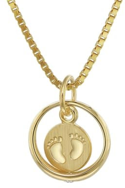 trendor Taufring Babyfüße Gold 585/14 Karat mit vergoldeter Kette 75395-40 40 cm