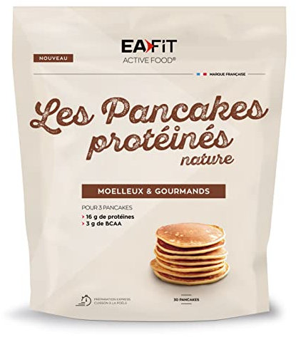 Les Pancakes Protéinés Nature - 400g - 16g de protéines - 3g de BCAA par portion de 3 PANCAKES - FAIBLE en Matières Grasses