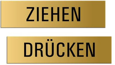 Schild Ziehen-Drücken 160x40 mm 2er-Set Aluminium matt-gold eloxiert vollflächig selbstklebend 28008-M