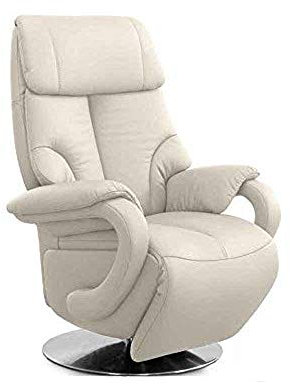 CAVADORE Ledersessel Istanbul / Fernsehsessel mit manuell verstellbarer Relaxfunktion / 80 x 115 x 79 / Echtleder:Weiß