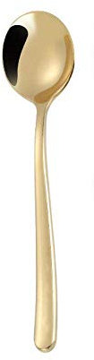 Large Serving Spoons, Stainless Steel Table Serving Spoon,Stainless Steel Serving Salad Spoon, Elegant Life Large Buffet Party Banquet Flatware Kitchen Basics Tablespoons Set of 4-Golden Round Spoon