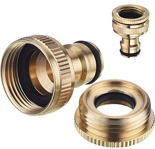 2pcs Brass Garden Hose Connectors G1/2 Thread Female to GHT 3/4 Adapter Outdoor Threaded Hose Quick Tap Hose Pipe Fittings Water Hose Faucet Car Garden Wash Tool