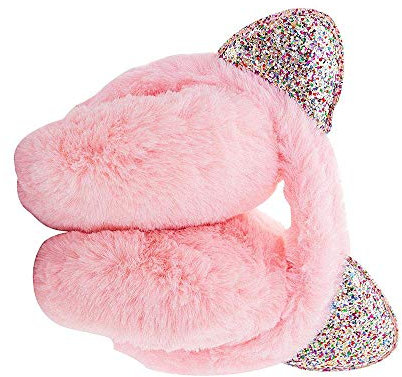 1 cache-oreilles en peluche réglable avec sequins - pour l'hiver - Pour filles et chat