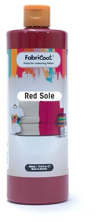 FabriCoat Fabric Paint - Used for Restoring or Changing the Colour of Upholstery, Soft Furnishings, Car Interiors, Clothing, & Footwear. (500ml, Red Sole)