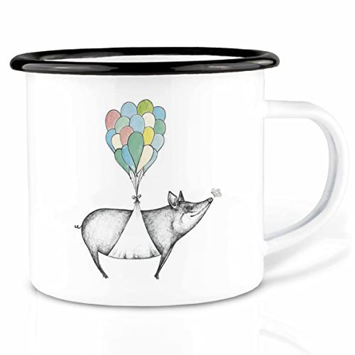 Ligarti® XXL Emaille Tasse (leicht & robust) | Camping Becher handveredelt in Deutschland | Kaffeetasse, Trinkbecher, Emaillebecher