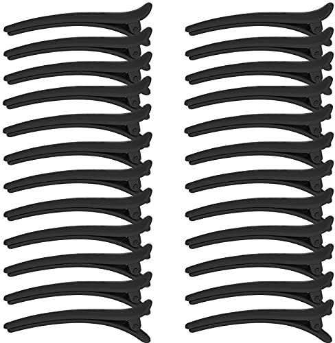ZOCONE Clip a Becco D'anatra Fermagli per Capelli Trucco, 24 Pezzi Pinze per Capelli Nero Mollette per Capelli in Plastica Pinze Artiglio Barrette per Capelli Coccodrillo Forcina per Donna e Ragazze