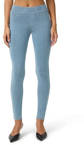 No nonsense Women's Classic Denim Leggings with Real Back Pockets, Elastic Waist, High Waisted - Stretchy & Trendy Jeans - Light Denim - 2X