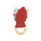 GRÜNSPECHT Bio-Greifring mit Hasenohren, Holzring mit waschbaren Stoffohren aus 100% Baumwolle (kbA), für Greifsinn & Tastsinn, Geschenk Spielzeug Baby, rot (696-V2)