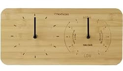 Northcore Surfing and Watersports Accessories - Wall Mounted Bamboo Time & Tide Clock Landscape - Set to your local tide