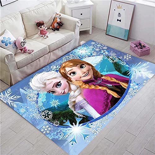 TONATO Kinderzimmer gefrorener Cartoon Teppichtür Matte Kinder Spielen Mat Anna ELSA Wohnzimmer Küche Schlafzimmer Teppich Wohnheimdekor.,120 * 160cm
