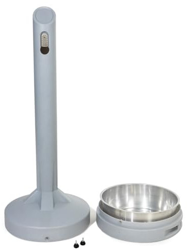 DENIOS® Premium Standaschenbecher für draußen rostfrei I Aschenbecher für draussen stehend I Standascher Outdoor I Großer Aschenbecher für draußen I Sicherheits-Standascher grau