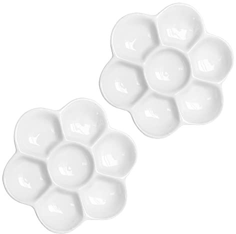 Pirhosigma 2 pz 3.4/8.6 cm di diametro fiore tavolozza di pittura ad acquerello smaltata miscelazione tavolozza in ceramica