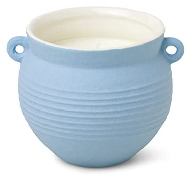 Paddywax Santorini Duftkerze im Glas, Meersalz und Rosmarin, Keramik, 240 ml, Hellblau