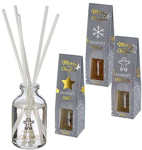 Raumduft Weihnachten 3er Set | 30ml Vanille Lebkuchen Zimt Aromaduft | Weihnachtsduft Diffuser
