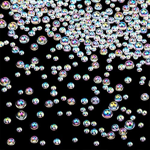 1400 Pieces Dewdrop Water Droplets Embellishments Dewdrop Simulation Round Waterdrop Resin Beads for DIY Scrapbooking Crafts Cell Phone Case Card Making(AB Color)