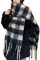 OUNIYA Großer klobiger karierter Schal, kariert, bunt, übergroße Schals, weich, große Kaschmirwolle, dick, Winter, warme Decke für Damen, Schwarz Plaid , Large