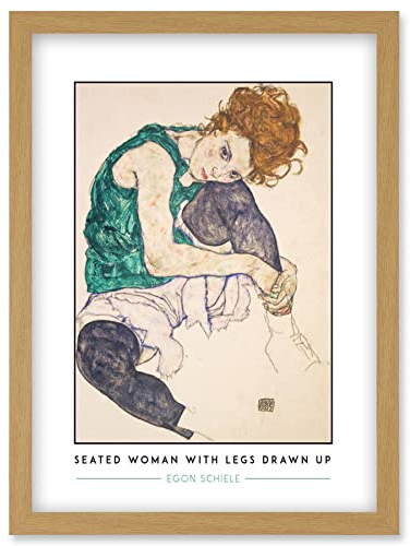 Wee Blue Coo Egon Schiele Seated Woman With Legs Drawn Up Expressionist Painting Artwork Framed Wall Art Print A4