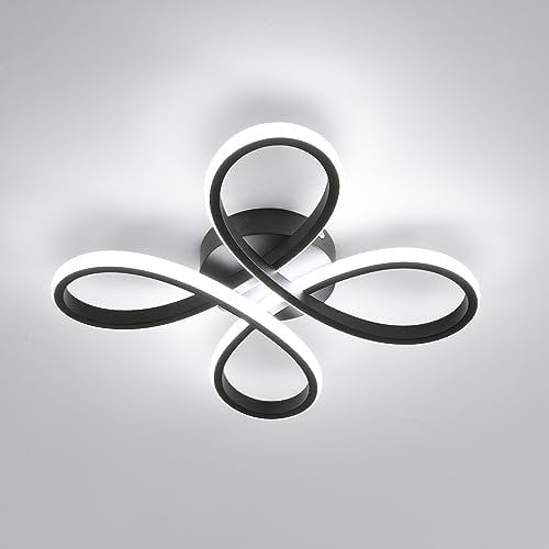 Comely Moderne LED Deckenleuchte, Schwarz 30W 3500LM Deckenlampe LED, Creative Flower Form Deckenbeleuchtung LED aus Acryl für Balkon Diele Schlafzimmer Wohnzimmer, Kühl-weißes Licht 6500K