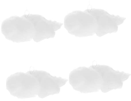 4 Pièces Tenture Murale Décor Suspendu Au Plafond Faux Pendentif Décor De Nuages De Coton Imitation Faux en Coton Blanche Lustre Tridimensionnel 3D