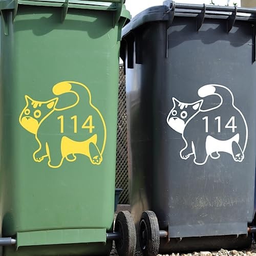 Personalised Wheelie Bin Sticker Funny Cat Butt Custom Number House Number Sticker Wheely Bin Dustbin