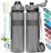Gourde 1l, sans BPA Bouteille d'eau plastique, grande étanche gourde sport 1 litre idéale pour Gym, School, Office and Travel (Gris foncé)