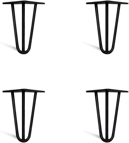 BSTSEL 4 x Hairpin Table Legs-Superior Double Weld Steel Construction 4-28 10mm For DIY Furniture With Protector Feet & Screws, For Sofa,Wardrobe, TV Cabinet,(6INCH / Furniture feet / 4Pcs / 15CM)