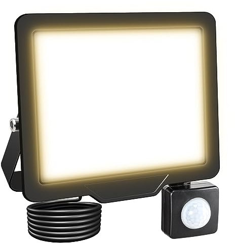 RIGIDON LED Strahler mit Bewegungsmelder 20W 2000LM Aussenstrahler mit Bewegungsmelder 3000K Warmweiß Wasserdicht Außen Fluter Außenleuchte Aussenlampe für Garten Garage Innenhöfe Sportplatz Hof