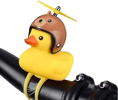 itrimaka Ente Fahrradklingel | Badeente mit LED-Licht | Niedliche Propeller-Lenker-Fahrradhupen, Squeeze Duck-Fahrradhupen mit Propellerhelmen für die meisten Fahrräder