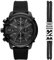 Diesel Orologio da Uomo Griffed, Movimento Cronografo, Acciaio Inossidabile, Cassa 48 mm, Cinturino in Silicone o Pelle, Nero