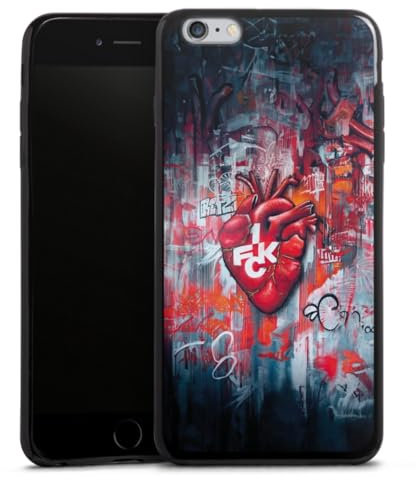 Slim Case extra dünn kompatibel mit Apple iPhone 6s Plus Silikon Handyhülle schwarz Hülle 1. FCK Herz 1. FC Kaiserslautern