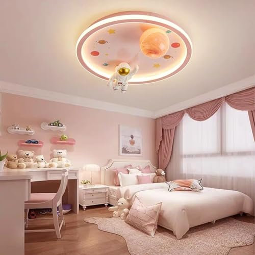 RuiRfh Deckenlampe Cartoon LED Kinderzimmer Deckenleuchte mit Fernbedienung Kinder Astronaut Deckenleuchten Dimmbar Kinderzimmerlampe Glas Lampenschirm Junge Mädchen Schlafzimmer Teenagerzimmer Kronle