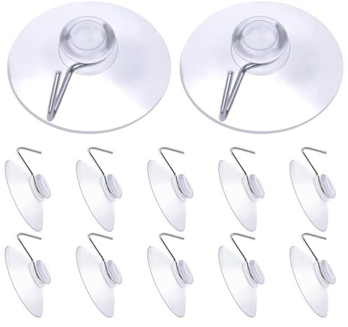 Flintronic Ventouse, 12 Pièces Ventouse Table en Verre, Mini Ventouse, Extra Fortes PVC Suspension Rideau Isolant Ventouse, Simple Ventouses Transparentes pour Verre, Carrelage, Murales(40mm)