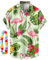 CIZEUR Chemise hawaïenne Homme Imprimée à Manches Courtes Colorées- Fleurs -Ananas -Coco-Flamants Roses，XXL GN-Flamants Roses