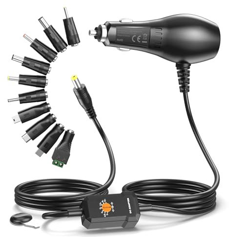 Basicvolt 34W Car Charger DC 3V 4.5V 5V 6V 7.5V 9V 12V 2A Universal Power Supply Cord to Cigarette Lighter with 10 Tips for Dash Cam, DVD Player, GPS, Bluetooth Speakers, Breast Pump, Camera, Router