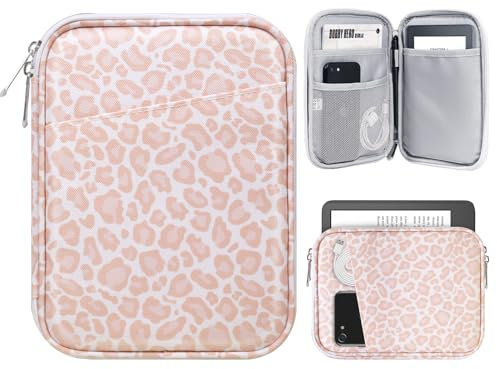 TiMOVO 6-7 Pouces Housse pour Tablette Kindle Paperwhite et Kindle Colorsoft Signature Edition, Housse Protectrice avec Pochette pour Kindle E-Reader/Kindle Oasis, Léopard Rose