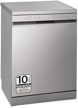 LG DF243FVS - Lavastoviglie con funzione quadwash, TrueSteam, Lavaggio a vapore, Sistema EasyRack, Vassoio per posate, Sistema autodiagnostico, Display LED touch, 14 l, Efficienza D, Inox Anti