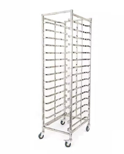 XILYZMO Stainless Steel Sheet Pan Rack, 12-Tier Bun Pan Rack, Trolley Storage Cooling Rack Universal Wheel, Removable Bakery Rack Home For Kitchen Restaurant Pizzeria (Color : Silver, Size : 46.5x60