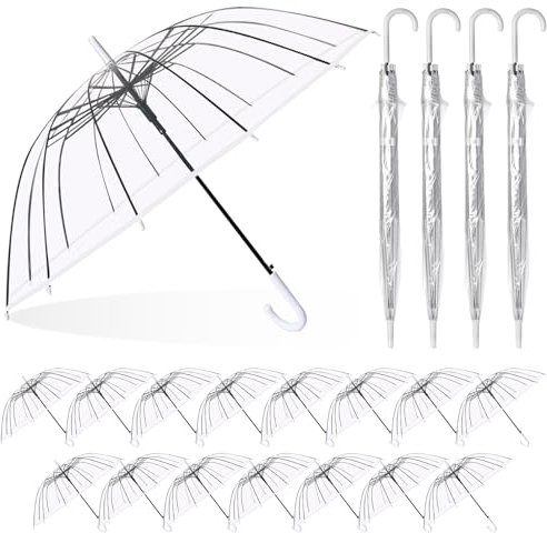 AlloFuu Regenschirm Durchsichtig Groß, Wedding Schirm Hochzeit Deko Regenschirm,Durchsichtiger Regenschirm 20PCS