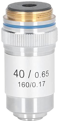 40X Achromatic Microscope Objective Lens, High Magnification with a Standard 20.2mm Interface Silver