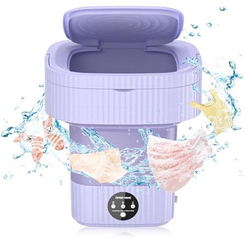 Portable Washing Machines, 10L Foldable Mini Washing Machine, Compact Washing Machine for Baby Clothes, Underwear or Small Items, Apartment, Dorm, Camping, RV Travel Laundry- Gift Choice, Purple