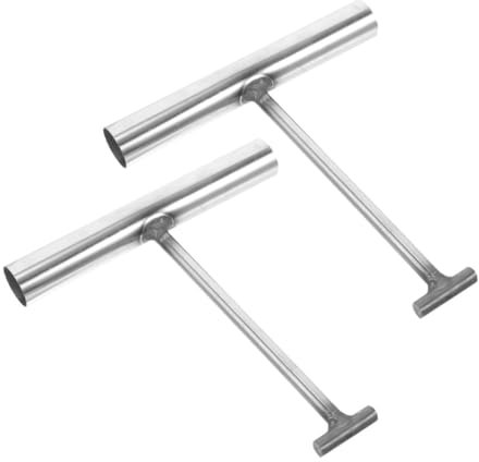 Veemoon 2pcs Heavy Duty Manhole Cover Lifting Hooks T-shaped Metal Drain Grate Pull Hooks Portable Plumbing Tools for Easy Access to Well Lids