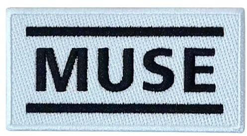 Muse Woven Logo Iron On Patch, White/Black, One Size