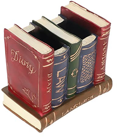 CDQL Porte-stylo en Forme de Livre, Porte-stylo Rétro, 2 Compartiments, Style Rétro, épais, Multi-usages, Porte-stylo de Bureau, Bibliothèque Antique, Design de Livres, Porte-stylo