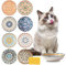 8 PCS Ceramic Cat Food Bowl Set, 5.5 Inches Ceramic Cat Dish with Sponge Brush, Wide Shallow Cat Food Bowls Boho Style Kitten Feeding Dishes, Microwave and Dishwasher Safe Cat Bowls,Cat Gift